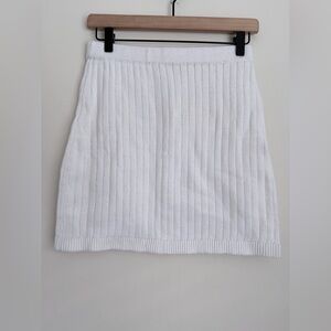 Pampelone White Knit Mini Skirt cotton handmade S